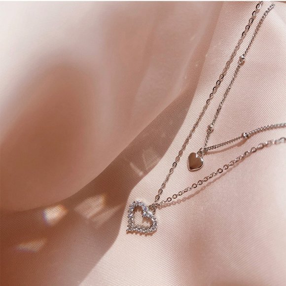 NEW 925 Sterling Silver Diamond Heart Necklace A - Picture 8 of 12